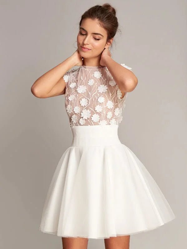 Robe de Mariée Champêtre Courte, vue de face, robe de mariée élégante