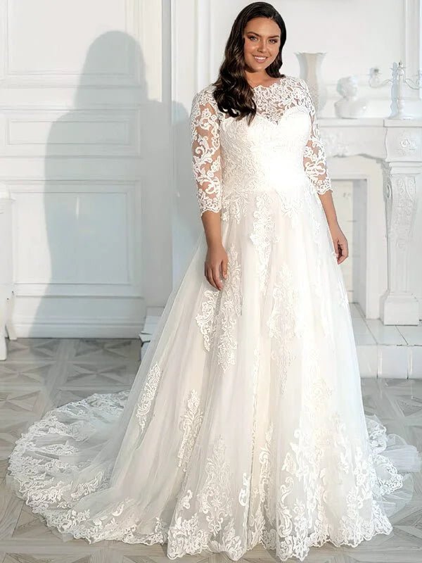 Robe de Mariée Champêtre Grande Taille, vue de face, robe de mariée élégante