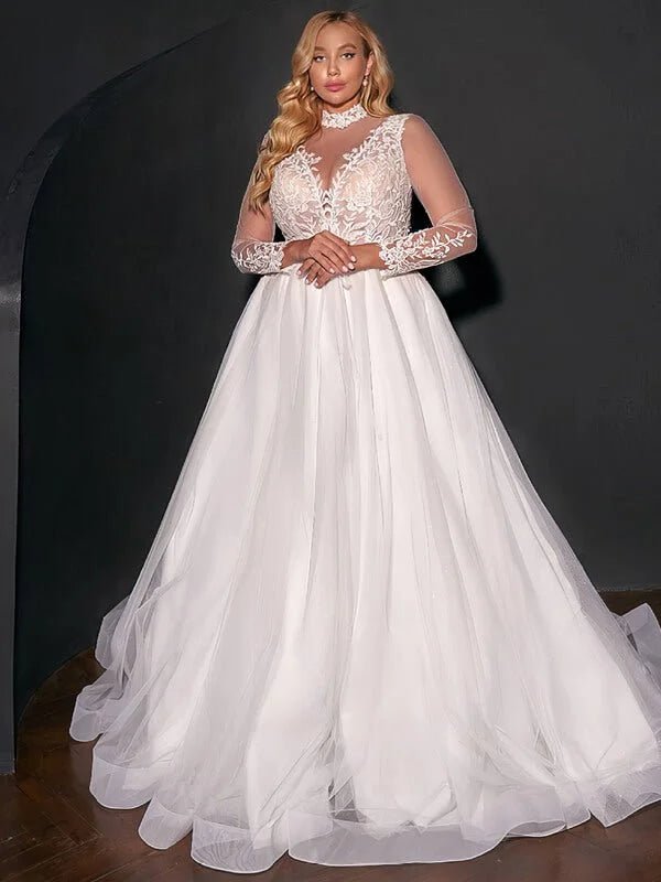 Robe de Mariée Curvy Col Haut
