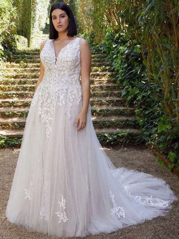 Robe de Mariée dos en V Grande Taille