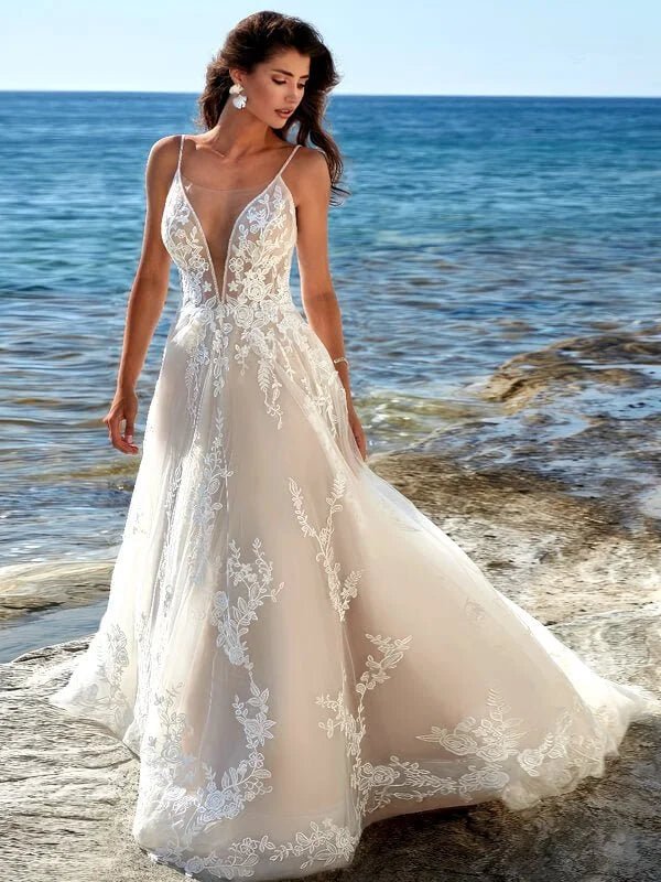 Robe de mariée dos nu bohème - Vue principale