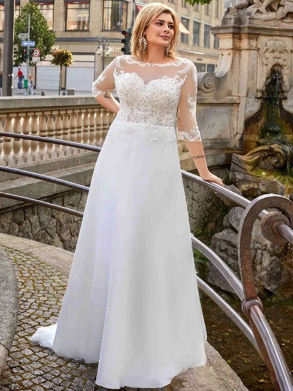 Robe de Mariée en Mousseline Grande Taille - Vue principale