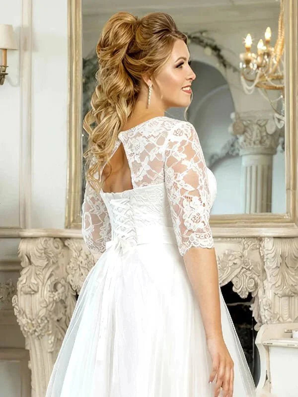 Robe de Mariée Femme Forte, vue de profil, silhouette et tombé du tissu