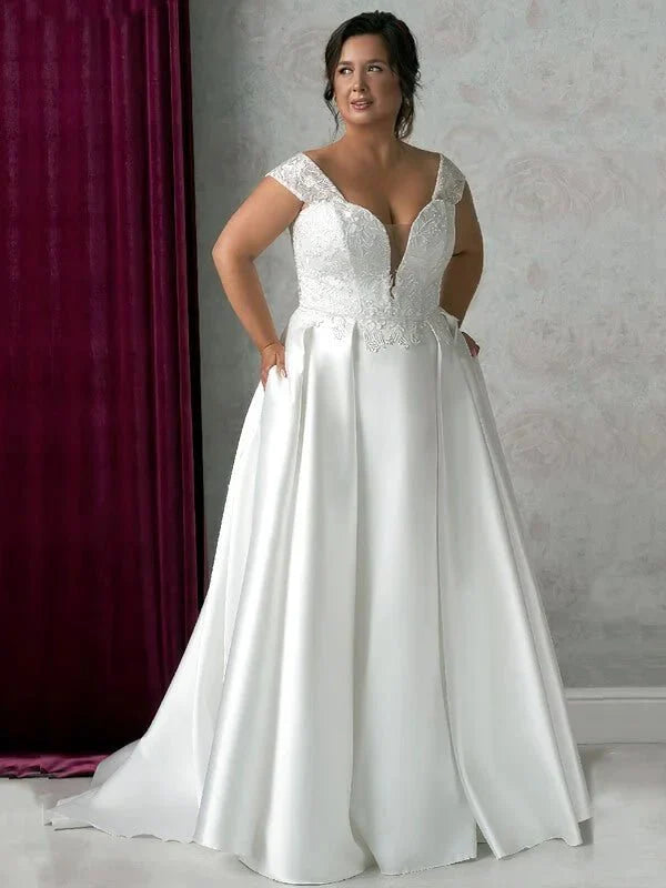 Robe de Mariée Femme Ronde 2018, vue de face, robe de mariée élégante