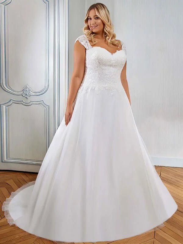 Robe de Mariée Femme Ronde Bustier