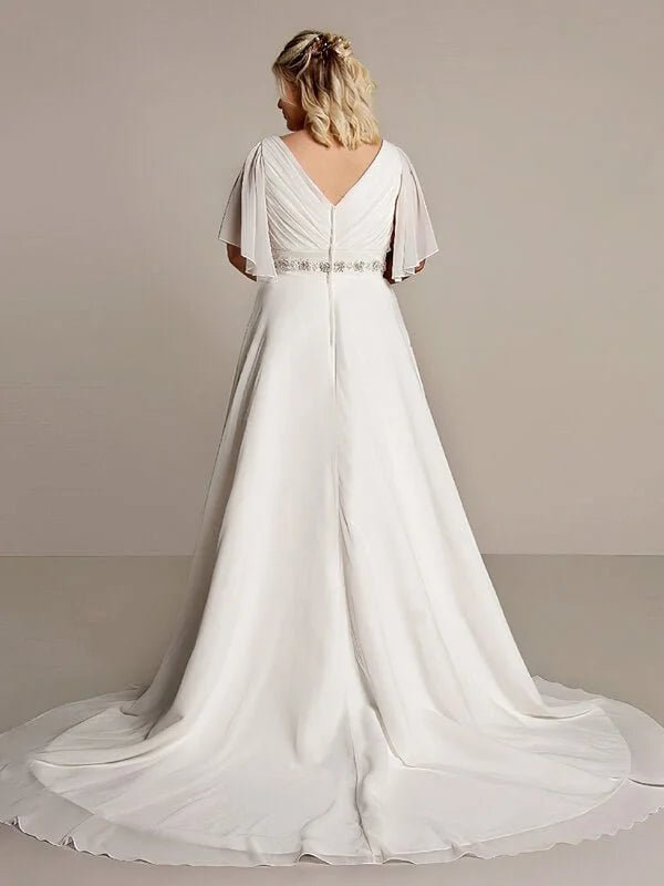 Robe de Mariee Femme Ronde Mousseline MARIAGE ETERNEL