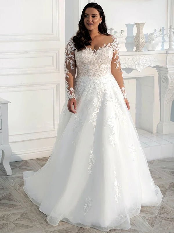 Robe de mariée grande taille manche longue