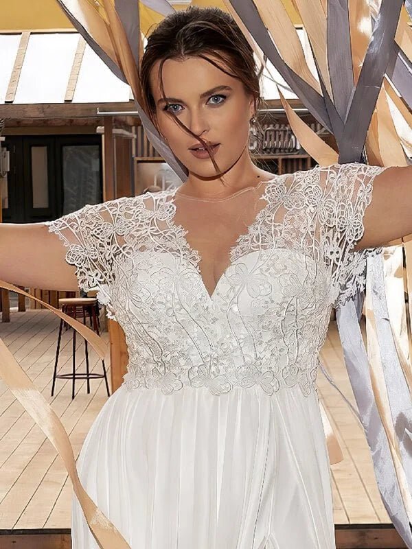 Robe de Mariée Longue Traine Femme Ronde