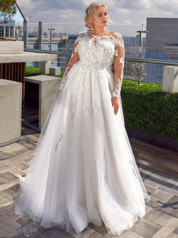 Robe de Mariée Manches Longues Curvy - Vue principale