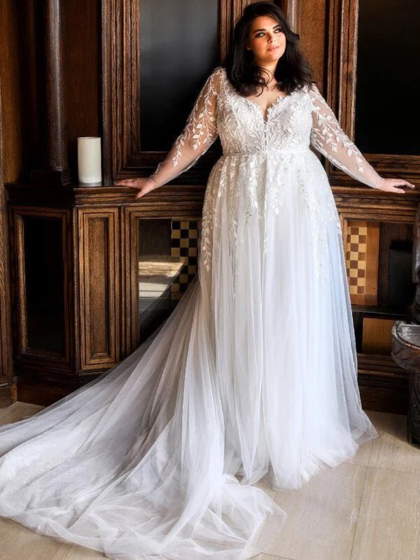 Robe de Mariée à Manches Longues Curvy