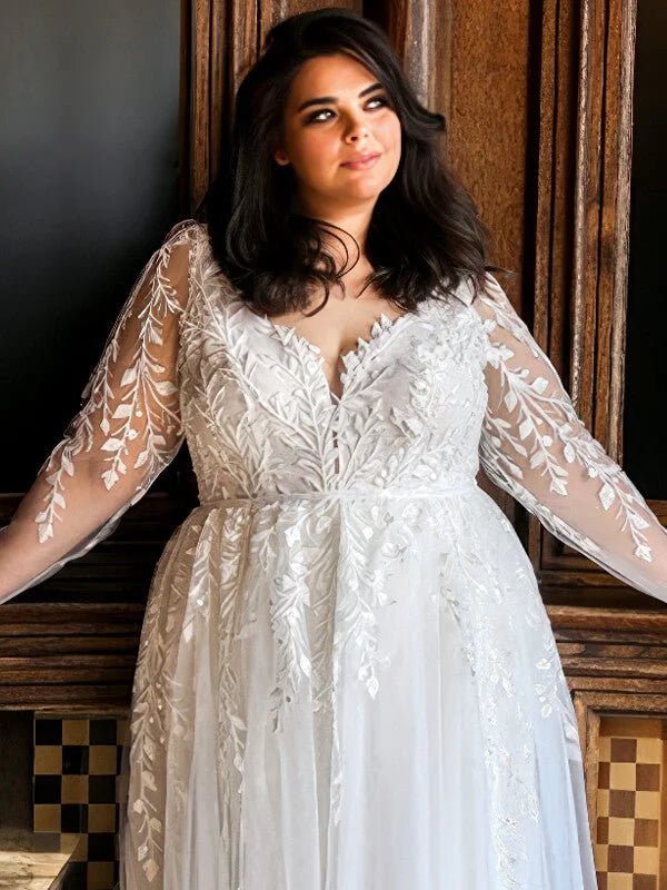 Robe de Mariée à Manches Longues Curvy