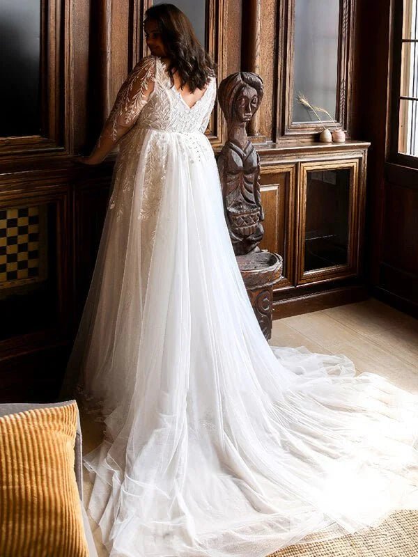 Robe de Mariage à Manches Longues Curvy