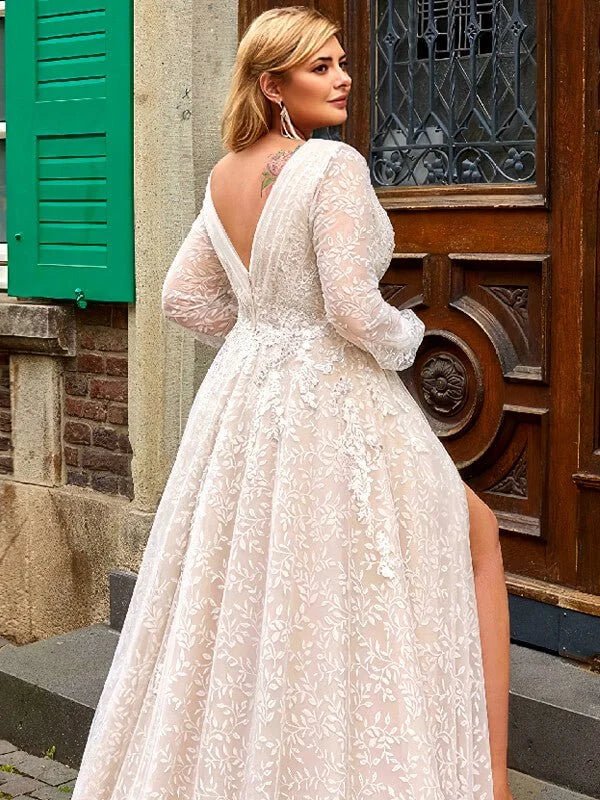 Robe de Mariée Manches Longues Grande Taille