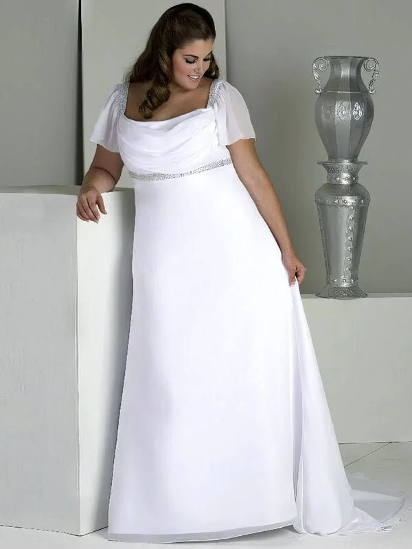 Robe de mariée mousseline pour femme ronde - Vue principale