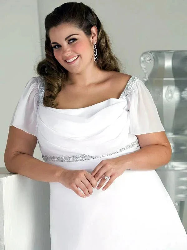 Robe de mariée mousseline pour femme ronde, vue de dos, détails et finitions