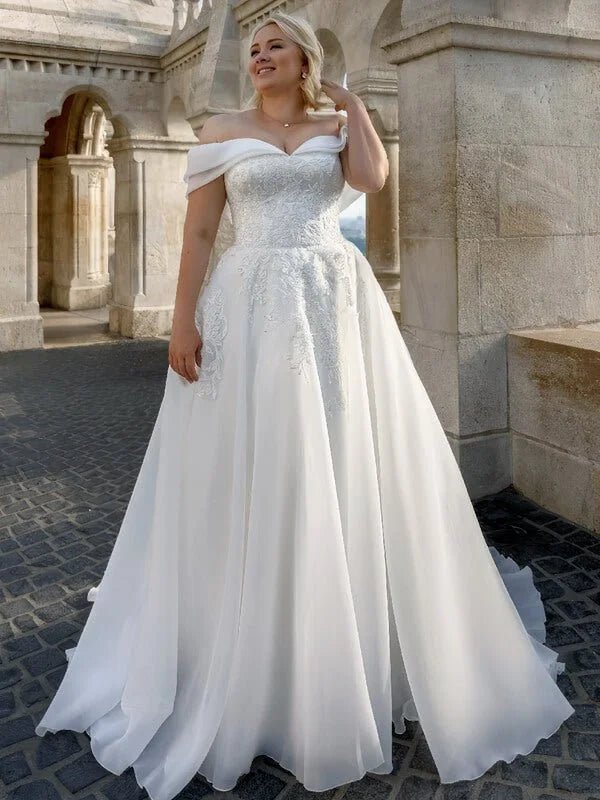Robe de Mariée Organza Femme Ronde - Vue principale