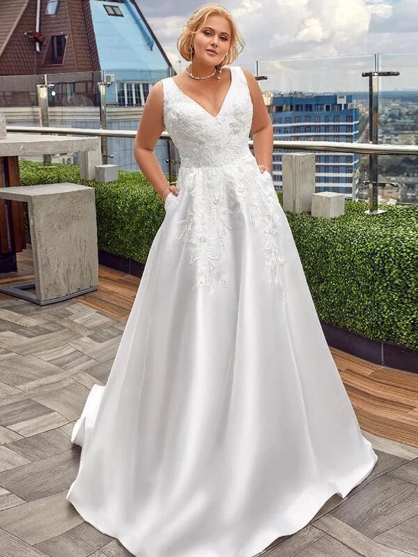 Robe de Mariée Satin Grande Taille - Vue principale