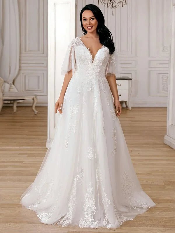 Robe de Mariée Simple pour Femme Ronde - Vue principale