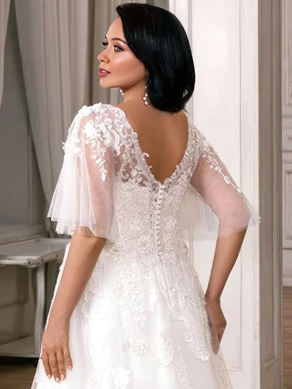 Robe de Mariée Simple pour Femme Ronde