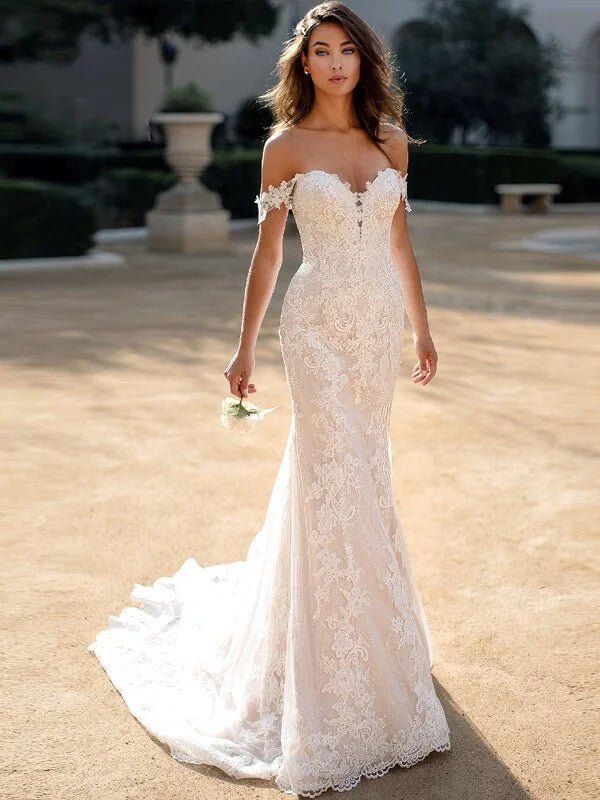 Robe de mariée sirène romantique, vue de face, robe de mariée élégante