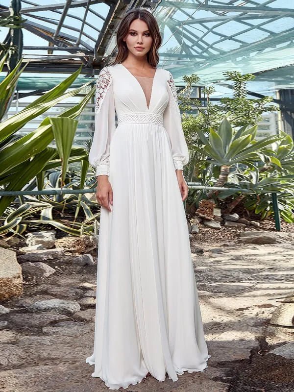 Robe de Mariée Champêtre Style Empire, vue de face, robe de mariée élégante