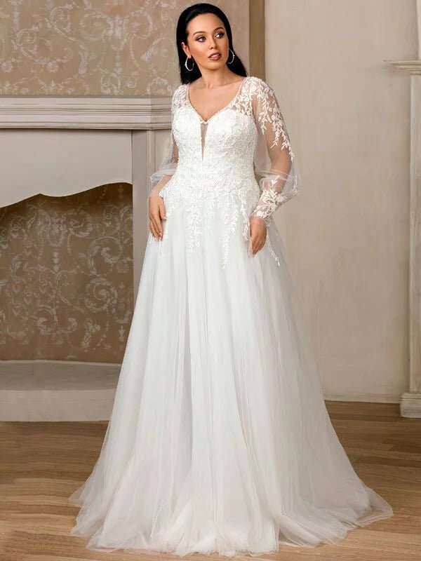 Robe Mariée Champêtre Manche Longue - Vue principale