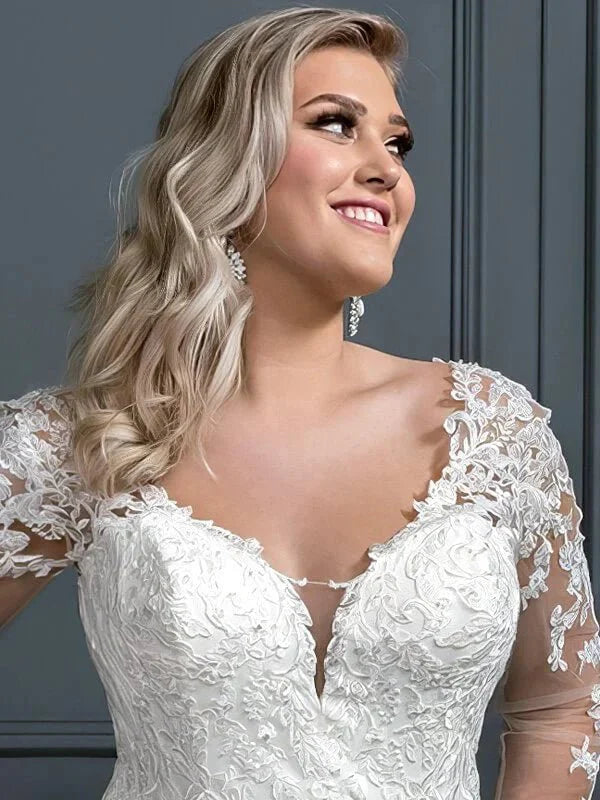 Robe Mariée Dentelle Grande Taille, vue de dos, détails et finitions