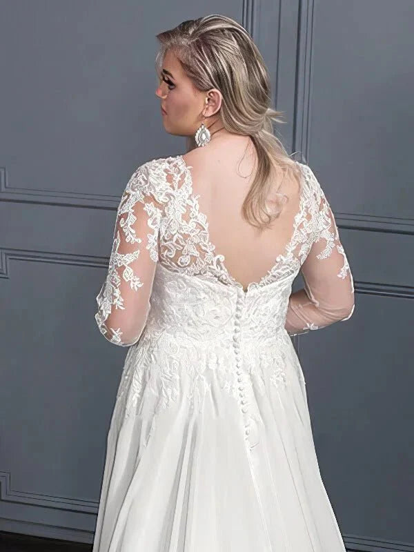 Robe Mariée Dentelle Grande Taille, détail gros plan, broderie et ornements