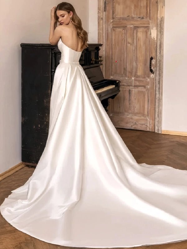 Robe De Mariée Crème En Mousseline Et Satin - Taille 16-18 Avec Long Voile Et Jarretière