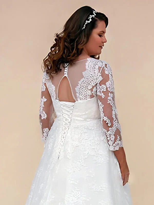 Robes de Mariée Grande Taille, vue de profil, silhouette et tombé du tissu