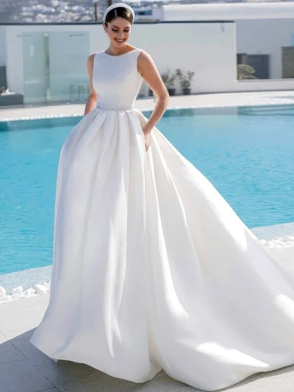 Satin Robe de Mariée Bohème Chic - Vue principale