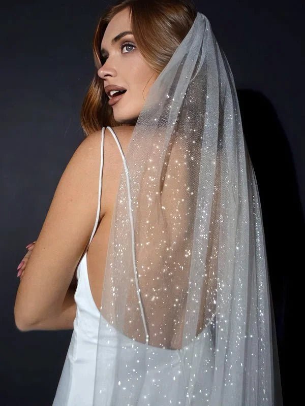 Voile de Mariée Scintillant à Paillettes