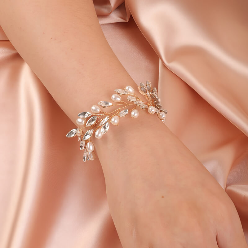 Bracelet perle strass mariage Or