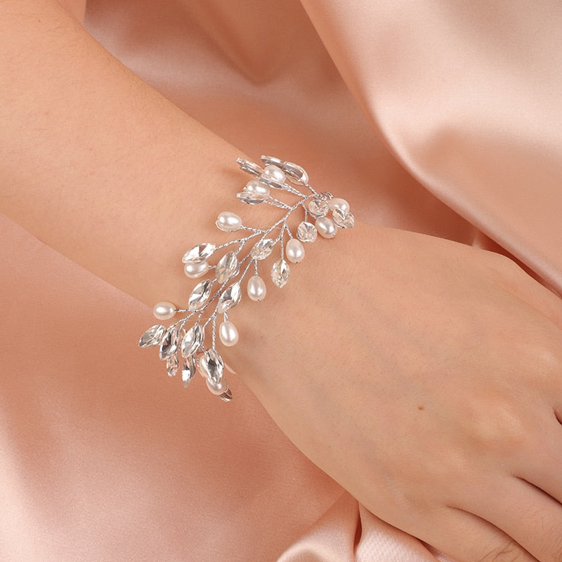 Bracelet perle strass mariage Argent